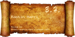 Bastin Harri névjegykártya